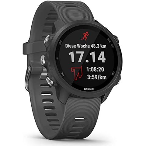 Garmin Forerunner 245 - GPS-Laufuhr mit individuellen Trainingsplänen, Lauffunktionen und detaillierter Trainingsanalyse. 1,2“ (3 cm) Farbdisplay, Akkulaufzeit bis zu 7 Tage, wasserdicht, Grau Cover
