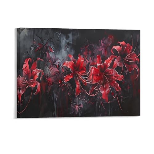 Gothic Red Spider Lily Quirky Framed Canvas