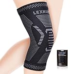Lexniush Knee Support for Men/Women, Best Knee Brace for Arthritis, Joint Pain, Ligament Injury, Meniscus Tear, ACL, MCL, Tendonitis, Knee Compression Sleeve for Running, Sports(Black, L)