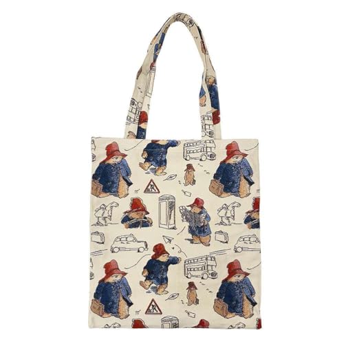 Signare Bolsa de mano plegable de diseño clásico de oso Paddington, reutilizable, tamaño único, Red, Reusable Shopper