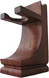 Mission Style Wood Shave Stand for Razor and Brush - Walnut Finish - for Standard Size Shave Brushes (Knots 22mm or Less)