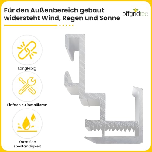 Offgridtec Mikro-Wechselrichter-Befestigungsklemme, Montage auf der Rückseite für 28–50mm Solarmodulrahmen, geeignet für alle gängigen Mikro-Wechselrichter-Marken, aus Edelstahl und Aluminium, Silber