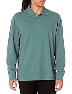 Amazon Essentials Polo en Piqué à Manches Longues, Coupe Standard Homme, Vert Sauge, XXL