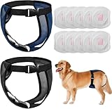 2 Pack Hündin Läufigkeitshose, Höschen für Hunde Läufigkeit, Schutzhose Hündin Waschbare, Hundehose Wiederverwendbare mit 10 Damenbinden, Verstellbare Hundewindeln für Hündinnen (XXL)