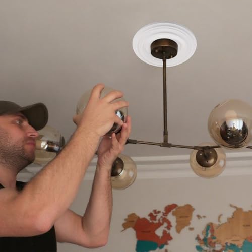 Image of INCREWAY 2Packs Split Lighting PU Ceiling 3D Modeling Ceiling Cover Plate Ceiling Fan Medallion Home 12 Inch OD x 5 Inch ID