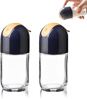 LELE LIFE 2 Pack Glass Salt and Pepper Shakers with Automatic Springback Closing Lid, Moisture-Proof Cute Bird Shape Spice Shakers Seasoning Shakers, Blue
