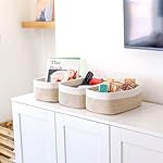 NaturalCozy 11.8"x8"x4.5” Storage Baskets for Shelves 3 Pack | Cotton Rope Woven Small Baskets for Organizing | Small Storage Bins for Nursery, Bathroom, Closet, Cube Shelf, Decorative, Gift Basket - Image 3