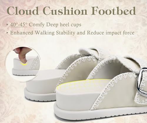 COFACE Mules Clogs Sandals Slides for Womens 2026 Ladies Closed Toe Spring Summer Slip On Dressy Cute Orthotic Orthopedic Arch Support Cloud Comfortable Cushioned CreamWhite Size 11 by COFACE - Used condition - Image 4