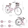 26 Inch Foldable Beach Cruiser Bike Womens Bicycle with Basket, 7 Speed Bikes for Women, Womens Bike Commuter Bicycle for Adult, Dual V-Brake Complete Cruiser Bikes, 330lbs Capacity (Pink) #4