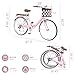 BGGFNZ 26 Inch Foldable Beach Cruiser Bike Womens Bicycle with Basket, 7 Speed Bikes for Women, Womens Bike Commuter Bicycle for Adult, Dual V-Brake Complete Cruiser Bikes, 330lbs Capacity (Pink)