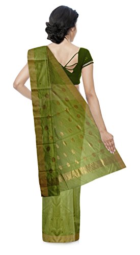 FANKAR CHANDERI HANDLOOM green chanderi silk saree – image 2