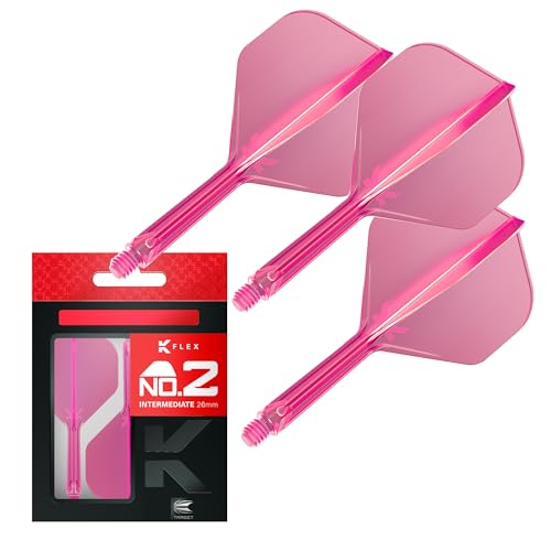TARGET Darts K Flex Integrated Dart Flights and Shafts, No.2 Pink (Intermediate) | Pack of 3 K-Flex – No2, Kflex All in One Moulded Dart Flight & Stem | Professional Dart Accessories