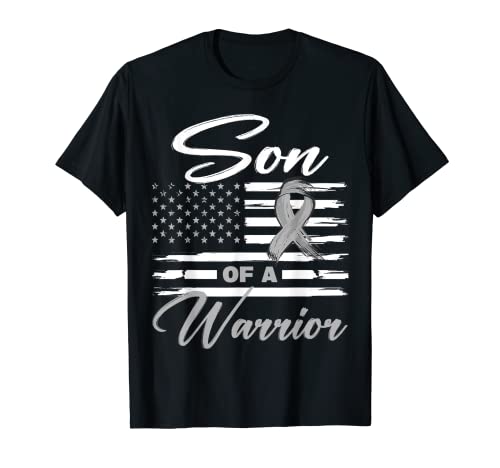 Son Of A Warrior USA Flag Brain Cancer Awareness T-Shirt
