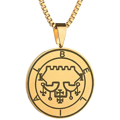 Laser Engraved Demon Sixty-Eighth Spirit Belial Goetic Seal Lesser Key of King Solomon Stainless Steel Pendant Necklace