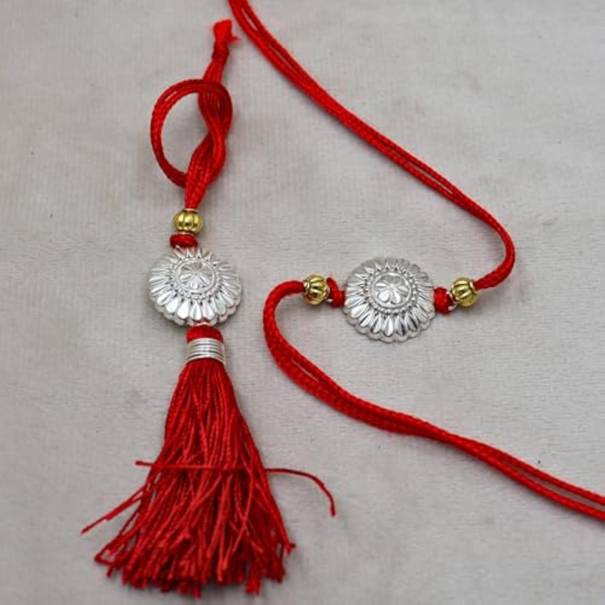 925 Silver Rakhi Set for Brother and Bhabhi, Gift Combo