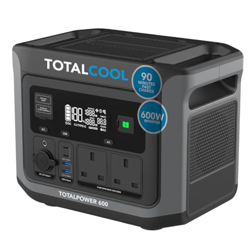 Totalpower 600 Draagbare powerbank – zonne-energie met 600 W vermogen – snel oplaadbare accu – net-onafhankelijke lithiumgenerator – zonne-stroomgenerator