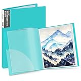 Dunwell 11x14 Art Portfolio Folder (Aqua), Presentation Binder with 24 Pockets, Large 11 x 14 Portfolio Binder, Acid-Free Poly Cover and Sleeves
