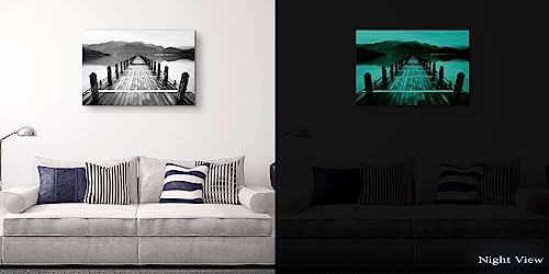 Startonight Canvas Wall Art Black And White Abstract Morning Bridge, Framed Artwork Picture Home Decor For Living Room 32" X 48" #TOP4