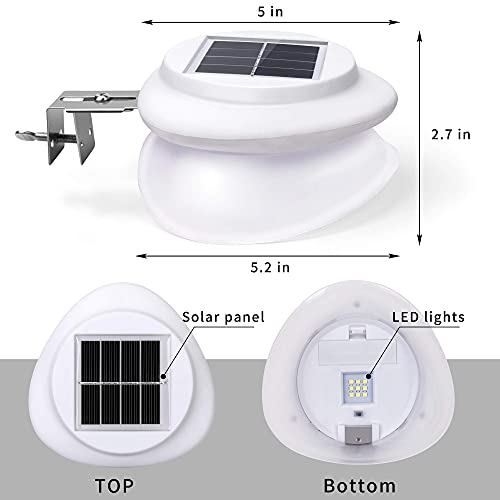 Solpex Solar Gutter Lights Outdoor 6 Pack, 9 Led Deck Fence Lights Waterproof For Wall, Deck, Fence, Stair, Step And Yard（White #TOP6