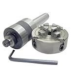 Morse Taper Live Ball Bearing Tailstock Chuck System – 70mm 4-Jaw Lathe Chuck with M14 x 1 Threaded Live Center & Pin-Handle Keys – Precision Tailstock Workholding for Metalworking & Woodturning