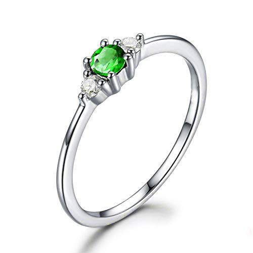 Bague de fiançailles en argent et zirconium vert KnSam pour femme