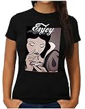 OM3® - Enjoy Cocaine - T-Shirt - Damen - Parody Kokain Trippy - L, Schwarz