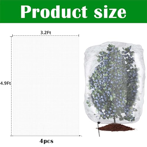 4Pcs Plant Tree Netting Cover with Drawstring - 4.9 x 3.2 Ft Garden Netting Covers Bags for Plants - Insect Bird Barrier Tree Protective Net for Vegetable Flower Tree by ZerUprin - Image 2