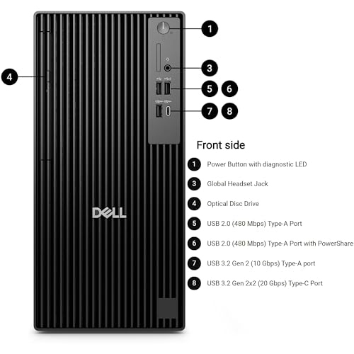Image of Dell Pro Tower Plus Desktop Computers, Intel 20-Core Ultra 7 265 (13 Tops NPU), 8GB DDR5 RAM, 512GB PCIe SSD, Copilot AI Business PC, DVDRW, 3 DisplayPorts, 2 Type-C, Windows 11 Pro