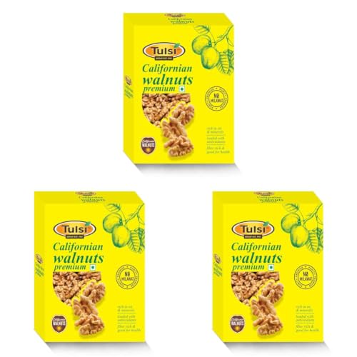 Image of Tulsi California Walnut Kernels Premium 200g | Light Colored Halves | Large Size | Rich in Omega-3 | Akhrot Giri | Delightful Snack | Without Shell | Brain Food | Crunchy Nuts | Rich in Dietary Fiber