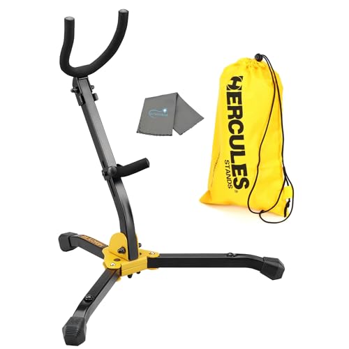 Lumintrail Hercules Alto Saxophone Stand w/ Carrying Bag, DS530BB, Folding Alto/Tenor Saxophone Stand w/ Adjustable Backrest, & a Cleaning Cloth