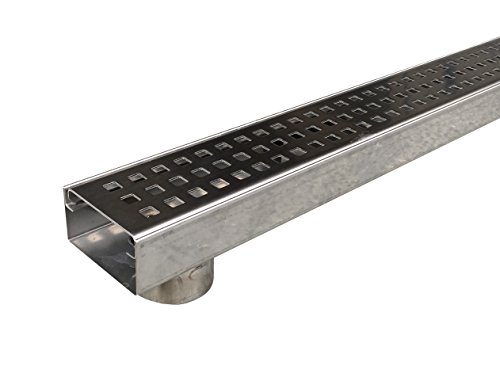 Entwässerungsrinne Edelstahl 1 Meter superflach mit Ablaufstutzen V2A stream