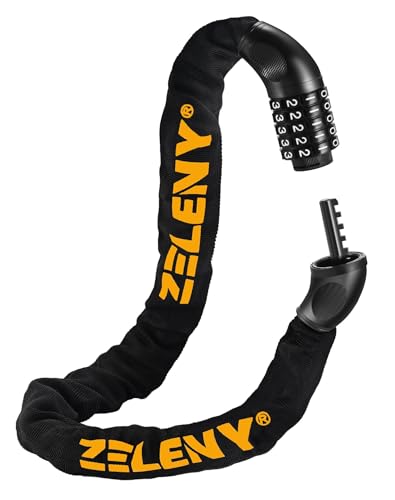 ZELENY Candado Bicicleta, Cadena y Pasador Engrosados, candado moto alta Eeguridad 7 mm, 90 cm Candado Patinete Electrico sin Llave, Antirrobo de Combinación de 5 Posiciones