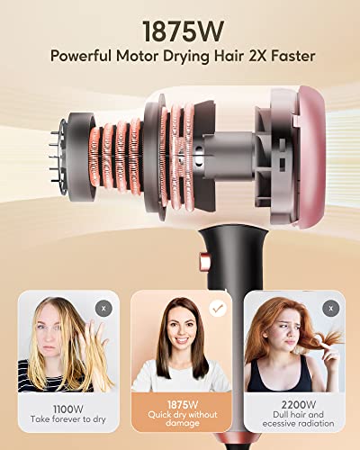 Wavytalk Ionic Hair Dryer Blow Dryer With Diffuser Concentrator Nozzles Comb And Holder For Easy Storage Negative Ions Dryer With Ceramic Technology As Salon Light And Quiet 1875W For All Hair Types #TOP6