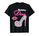 Hot Pink Lips Gifts High Heel Afro Diva Birthday Melanin T-Shirt