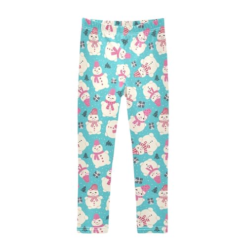 Girls Basic Leggings Baby Girls Pants Christmas Snowmen Soft Footless Stretchy Tights Pants 4-10Y