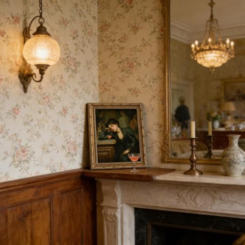 Gold Framed Wall Art, Vintage Victorian Woman Canvas Prints - Dark Academia Women Cocktail Pictures, Maximalism Gothic Elegant Feminine Decor Gallery Artwork for Living Room, Home Bar 9x11 inch — view 3