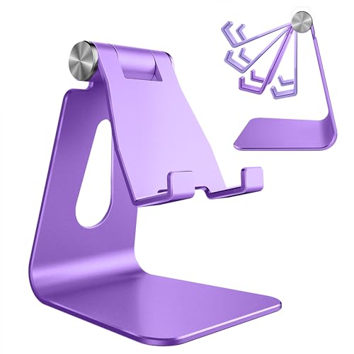 CreaDream Adjustable Cell Phone Stand, Phone Stand, Cradle, Dock, Holder, Aluminum Desktop Stand Compatible with Phone 15 14 13 12 11 Pro Max Plus SE, Accessories Desk, All Mobile Phones-Dark Purple