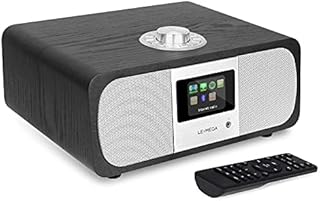 LEMEGA M3P WiFi Smart Radio,Internet Radio,FM Digital Radio,Spotify Connect,Bluetooth Speaker,Stereo Sound,Wooden Box,Headphones-Out,AUX-in,40 Presets,Dual Alarms Clock,Remote and App Control - Black
