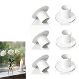 6er Set Weiß Kerzenhalter für Stabkerzen Kerzenständer Metall Tischdeko,Retro Candlelight Dinner Dekoration,Geschenk für Weihnachten,Adventskranz,Hochzeit