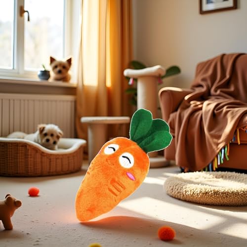 Juguete mordible de peluche en forma de zanahoria para perros y gatos miniatura 5