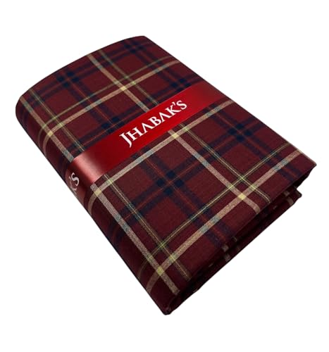 Image of JHABAK'S Cotton Blend Unstitched Checkered Fabric for Men - 2.35m Shirt Piece / 3m Kurta Piece - Width 36 Inches