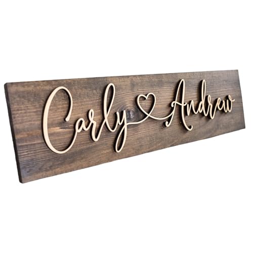 Product Image of the Personalized Name Hearts Sign For Couple. Custom Wood Sign. Housewarming. Personalized Wedding Plaque With First Names.