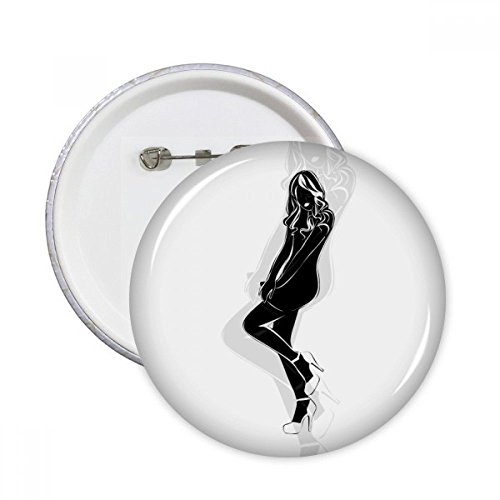 Silhouette femme cheveux longs broches rondes XXL décoration multicolore vêtement badge 5pcs