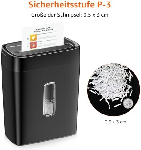 Bild 2 - Amazon Basics Querschnitt Aktenvernichter für 12 Blätter, für Papier und Kreditkarten Schredder, 12 Blatt (neues Modell), Schwarz