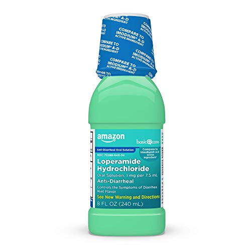 Amazon Basic Care Loperamide Hydrochloride Oral Solution, 1 mg per 7.5 ml, Anti-Diarrheal Medicine, Anti-Diarrhea Medicine For Kids and Adults 12 Years and Over, Mint, 8 Fluid Ounces (Pack of 1)