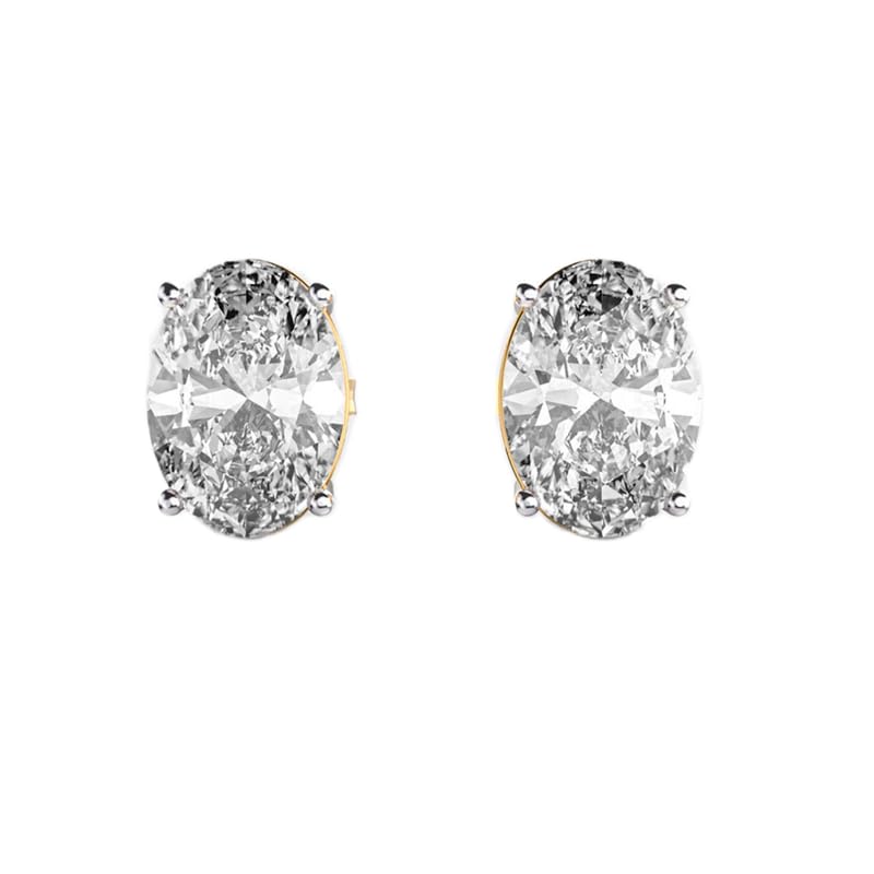 Clous d'oreilles ovales argent 925 plaqué or avec pierres 3 ct