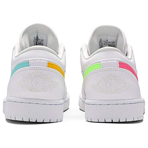 Nike Jordon MEN'S AIR JORDAN 1 LOW, White/Multi-color-light Aqua-ghost Green, 10