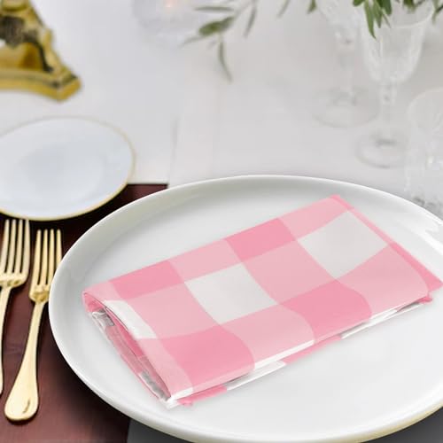 Buffalo Plaid Table Napkins Set of 12 Checkered Cloth Napkins 17x17 inch Washable Dinner Gingham Pattern Napkins Soft Napkins for Wedding Party Dining Banquet(Pink and White) by Cupuamon - Used condition - Image 5