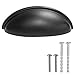 Black Kitchen Cabinet Pulls - 3 Inch Bin Cup Drawer Handles - 10 Pack of Kitchen Cabinet Hardware