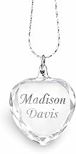 Custom Name Engraved Crystal Heart Pendant Necklace – Personalized Jewelry Gift for Her (Anniversary, Birthday, Valentine’s Day)